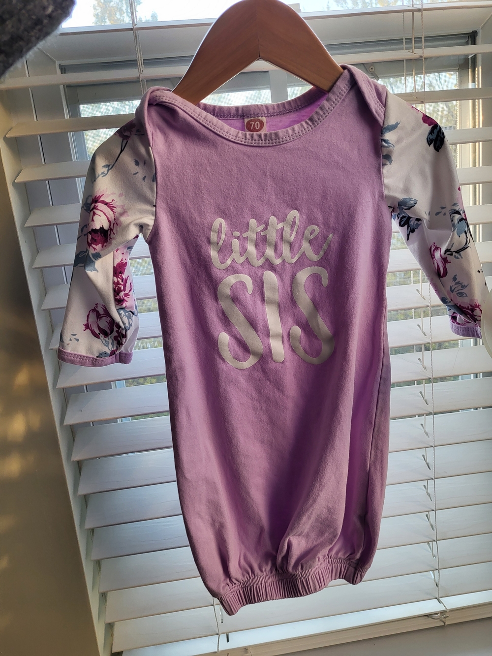 EUC Lilac 'Little Sis' Floral Sleeve Baby Sleep Sack